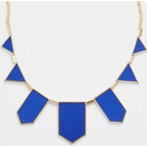 House of Harlow 1960 Blue Leather Cobalt Five Station Necklace